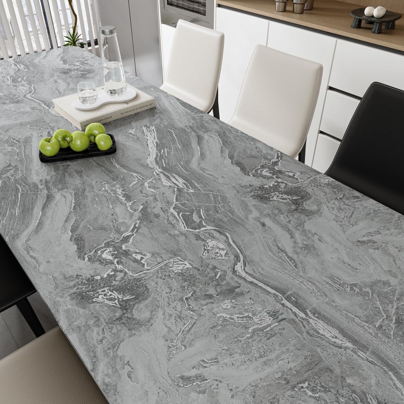 VaryPaper Matte Silver Grey Marble Contact Paper for Countertops Waterproof Kitchen Countertop Peel and Stick Marble Wallpaper for Desk Table Removable Marble Vinyl Wrap for Cabinets 157x787