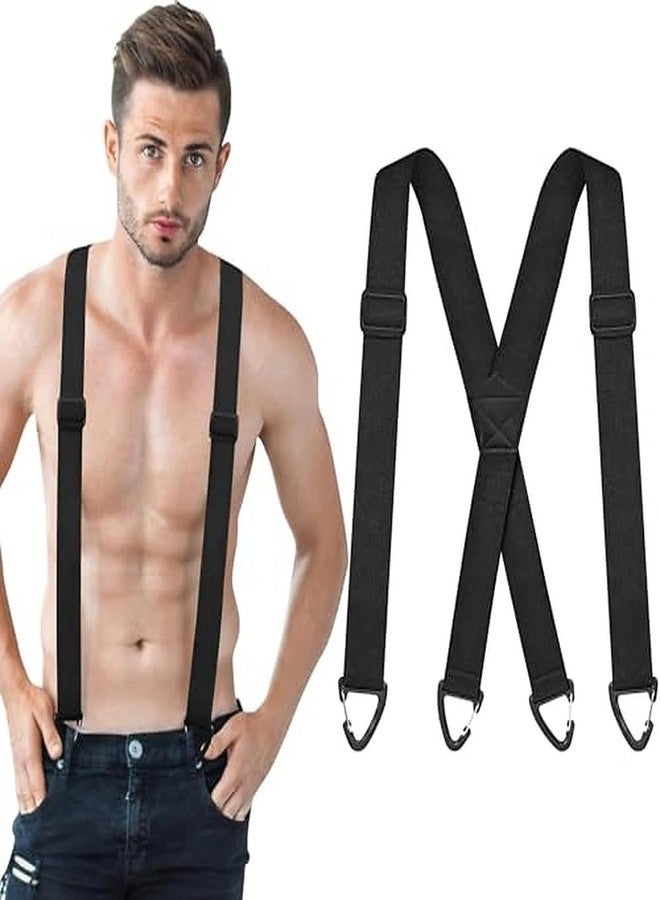 playneeu Work Suspender for Men Women, Adjustable Elastic Braces for Trousers with Snap Hooks - Extra Wide 40mm (1, Black, X-Back) - Image 1