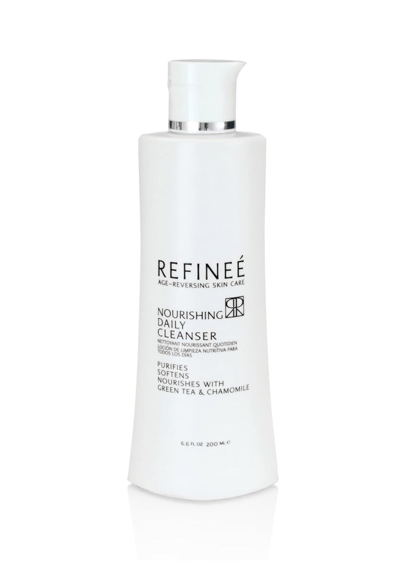 Refinee Daily Nourishing Green Tea and Chamomile Face Cleanser for Men & Women, Age Reversing, Purifies, Softens, & Nourishment Formula for Dry and Sensitive Skin Care, Salty Fragrance, 6.6OZ 200Ml  - Image 1