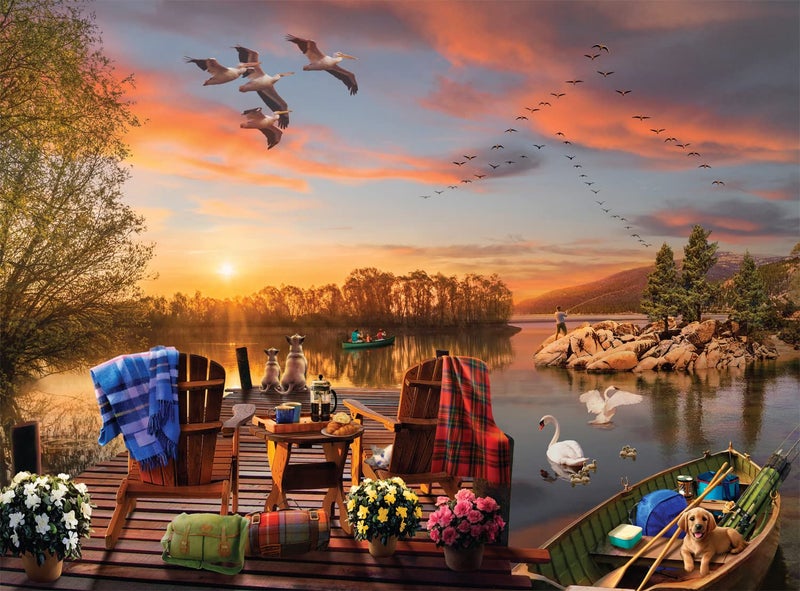 Buffalo Games - Andrew Farley -Breakfast at The Lake - 1000 Piece Jigsaw Puzzle for Adults -Challenging Puzzle Perfect for Game Nights - Finished Size is 26.75 x 19.75 - Image 1