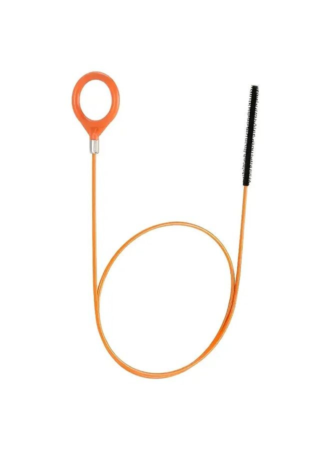 1 قطعة مزيل شعر يدوي برتقالي للصرف مزود برأس فرشاة معدنية مرنة ومقبض مريح - Image 1