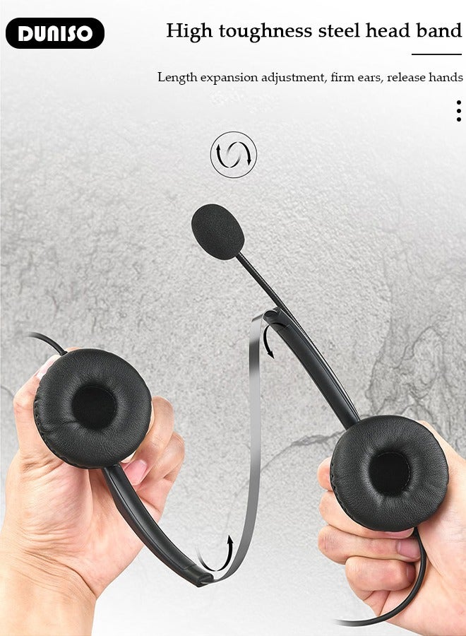 DUNISO 3.5mm Dual Ear Stereo Wired Business Headset with Microphone , Call Center Customer Service Ultra Light Noise Reduction Headset, International Standard Hearing with Ultra Light Headphones  - Image 5