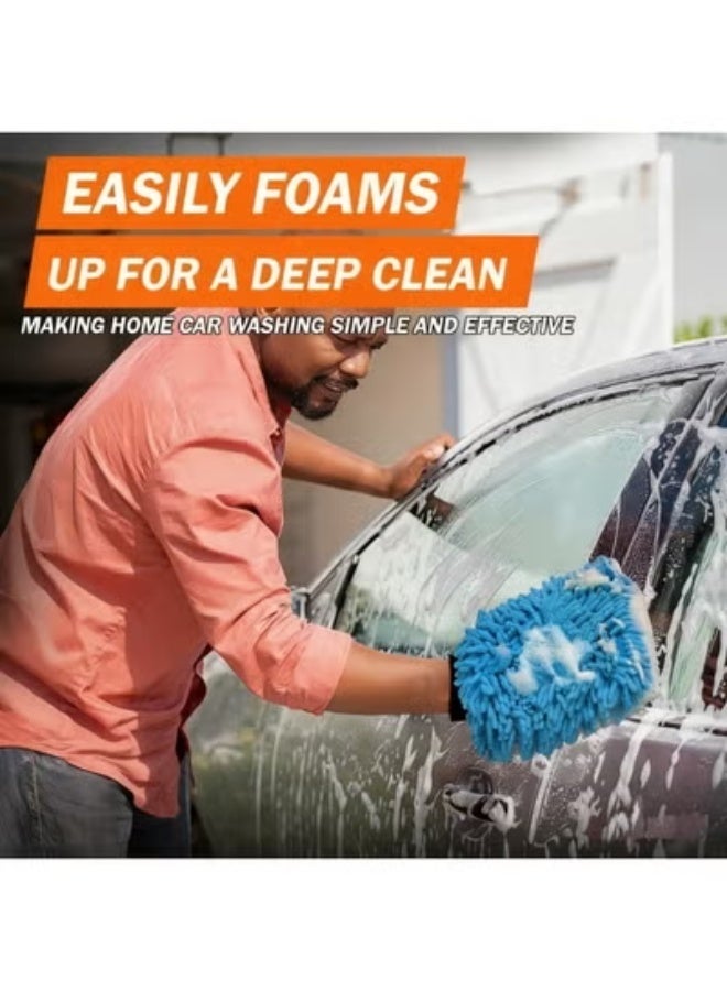 COYO Car Wash Mitt, 2Pcs Chenille Microfiber Wash Mitt, Scratch-Free & Lint-Free, Rich Foam, Highly Absorbent, Double Sided, Perfect for Car Washing and Detailing, Blue - Image 4
