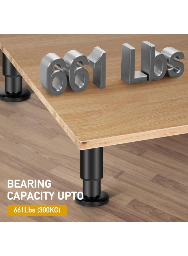 4 Piece Adjustable Height Bed Frame/Slat Center Support Legs, Metal Furniture Legs, For Bed/Sofa/Cabinet/Dresser/Table etc., Heavy Duty Bed Replacement Legs(80-120mm), Black - Image 5