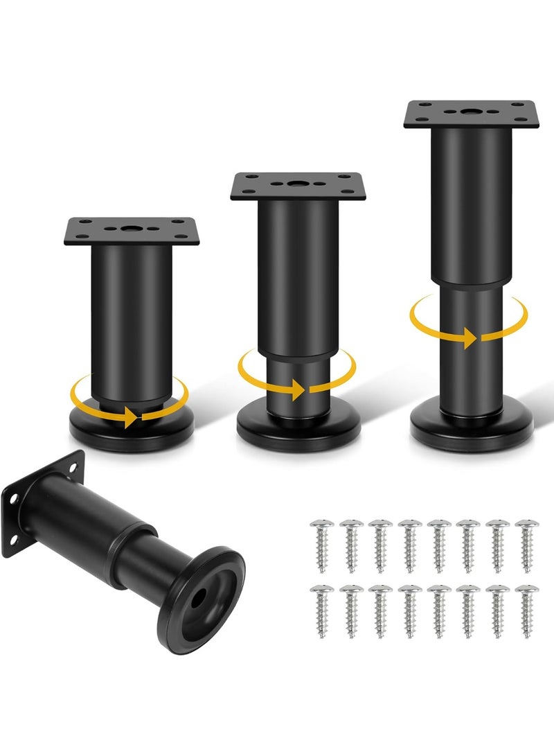 4 Piece Adjustable Height Bed Frame/Slat Center Support Legs, Metal Furniture Legs, For Bed/Sofa/Cabinet/Dresser/Table etc., Heavy Duty Bed Replacement Legs(80-120mm), Black - Image 2