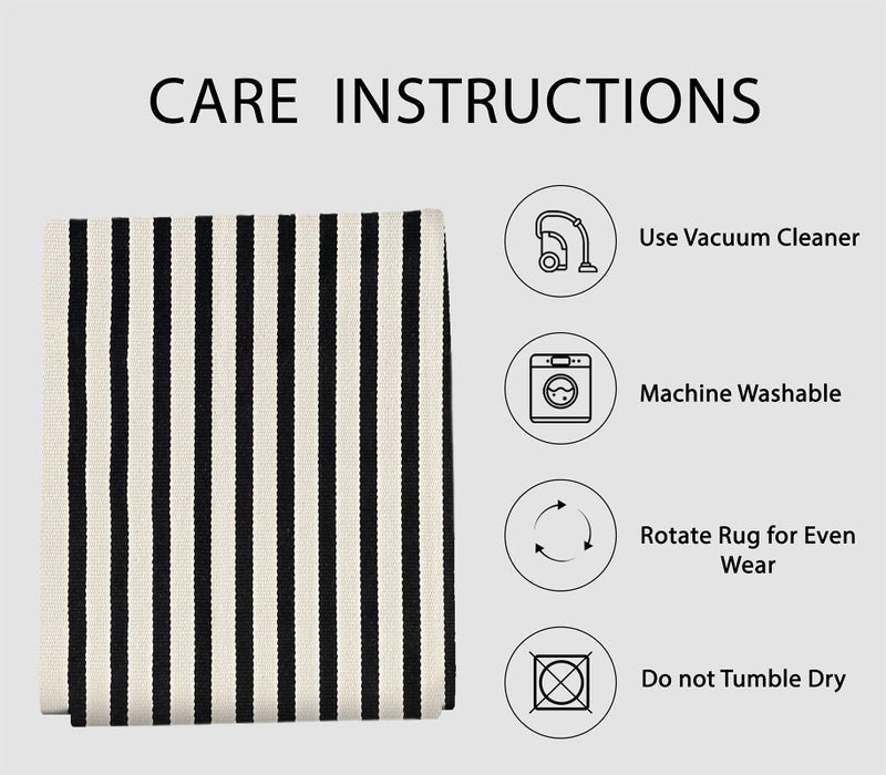 IOHOUZE Black Beige Striped Rug -3'x5' Front Door Rugs Outdoor, Washable Area Rug for Front Porch, Spring Summer Welcome Mats Outdoor Indoor, Doormat for Entryway Porch Entrance - Image 5