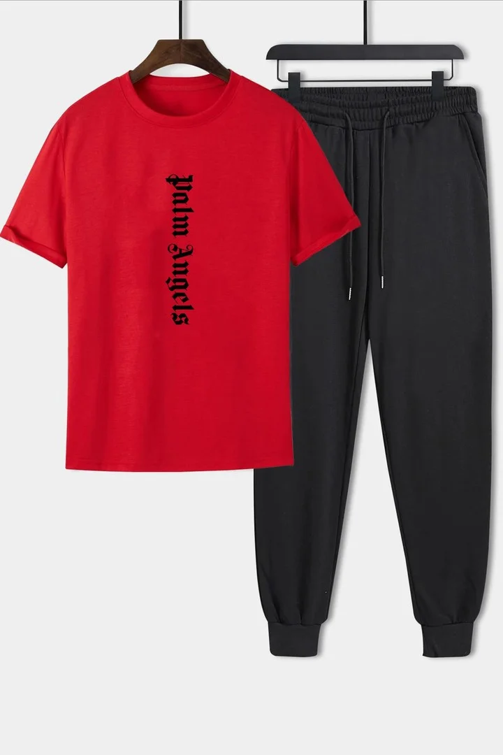 ONLYTRENDWEAR Unisex Palm Angles 2-Piece Tracksuit Set L. Red