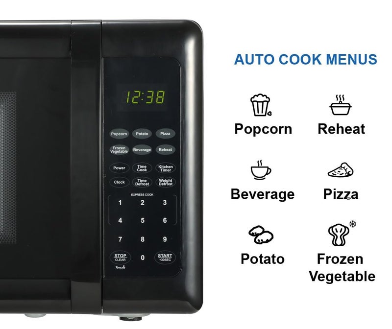 Emerson MW7302B Compact Countertop Microwave Oven with Touch Control, LED Display, 700W, 10 Power Levels, 6 Auto Menus, Glass Turntable and Child Safe Lock, 0.7 Cu., Ft. Black - Image 4
