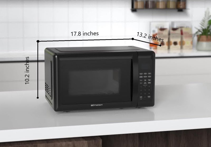 Emerson MW7302B Compact Countertop Microwave Oven with Touch Control, LED Display, 700W, 10 Power Levels, 6 Auto Menus, Glass Turntable and Child Safe Lock, 0.7 Cu., Ft. Black - Image 3