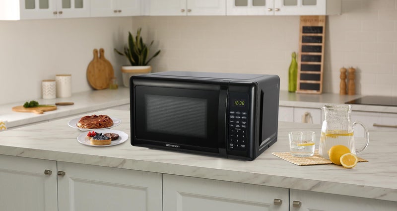 Emerson MW7302B Compact Countertop Microwave Oven with Touch Control, LED Display, 700W, 10 Power Levels, 6 Auto Menus, Glass Turntable and Child Safe Lock, 0.7 Cu., Ft. Black - Image 2