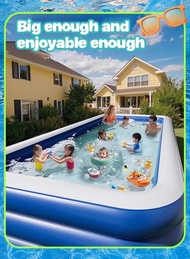 Paka Rabbit Rectangle Shape Inflatable Swimming Pool, 305*183*56CM Thickened Paddling Pool with Inflatable Safety Bubble Bottom, Durable Multifunctional Blow up Pool, Family Lounge Pool, Ideal Choice for Indoor Entertainment and Outdoor Activities - Image 1
