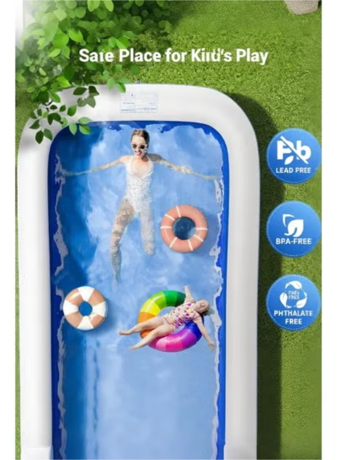 Paka Rabbit Rectangle Shape Inflatable Swimming Pool, 305*183*56CM Thickened Paddling Pool with Inflatable Safety Bubble Bottom, Durable Multifunctional Blow up Pool, Family Lounge Pool, Ideal Choice for Indoor Entertainment and Outdoor Activities - Image 2