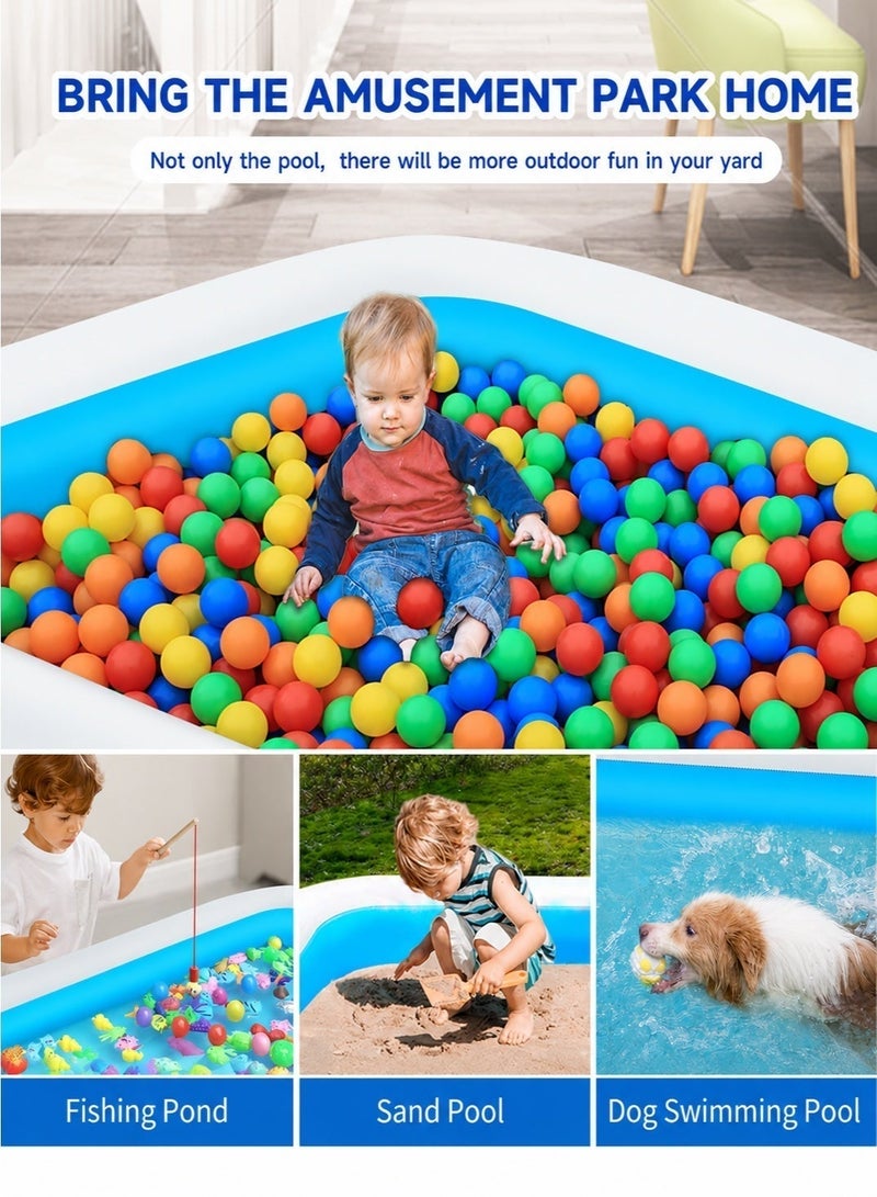 Paka Rabbit 305x 165 x 58CM Large Inflatable Swimming Pool with Air Pump Included, Family Pool for Kids and Adults, Thickened Backyard Above Ground Pool for Summer Water Fun, Outdoor Party, Indoor Entertainment Activities - Image 4