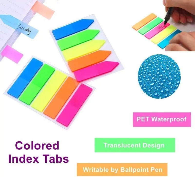 cheekyglo 500Pcs Neon Page Markers 6Sets Sticky Tabs, Neon Sticky Notes Flags,Waterproof Writable Translucent Page Flags for Books,Bookmarks,Notebook,Removes Cleanly - Image 2