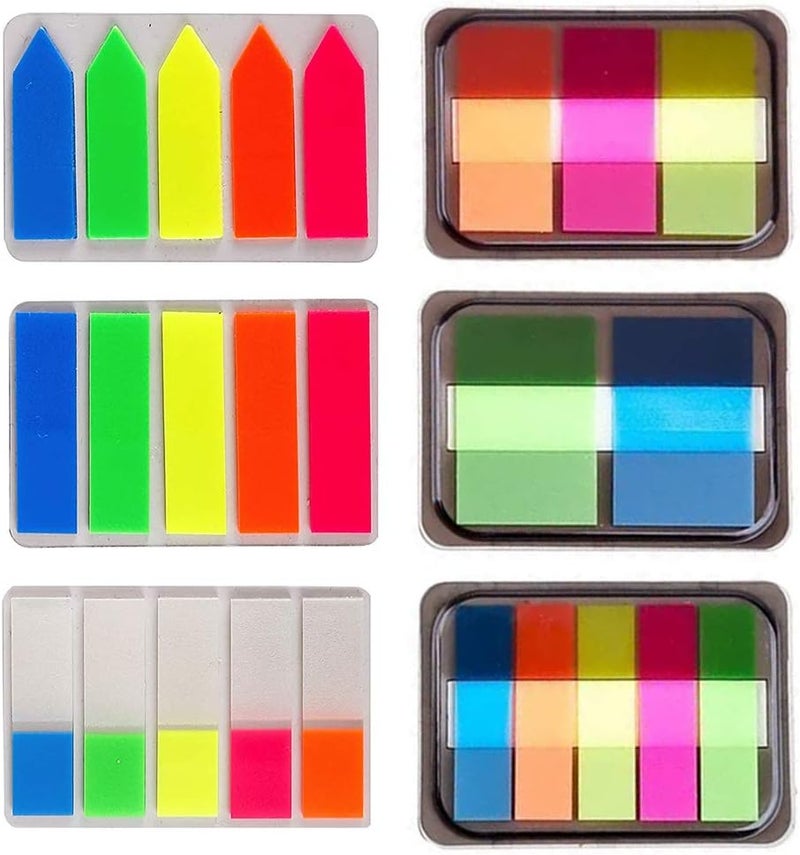 cheekyglo 500Pcs Neon Page Markers 6Sets Sticky Tabs, Neon Sticky Notes Flags,Waterproof Writable Translucent Page Flags for Books,Bookmarks,Notebook,Removes Cleanly - Image 1