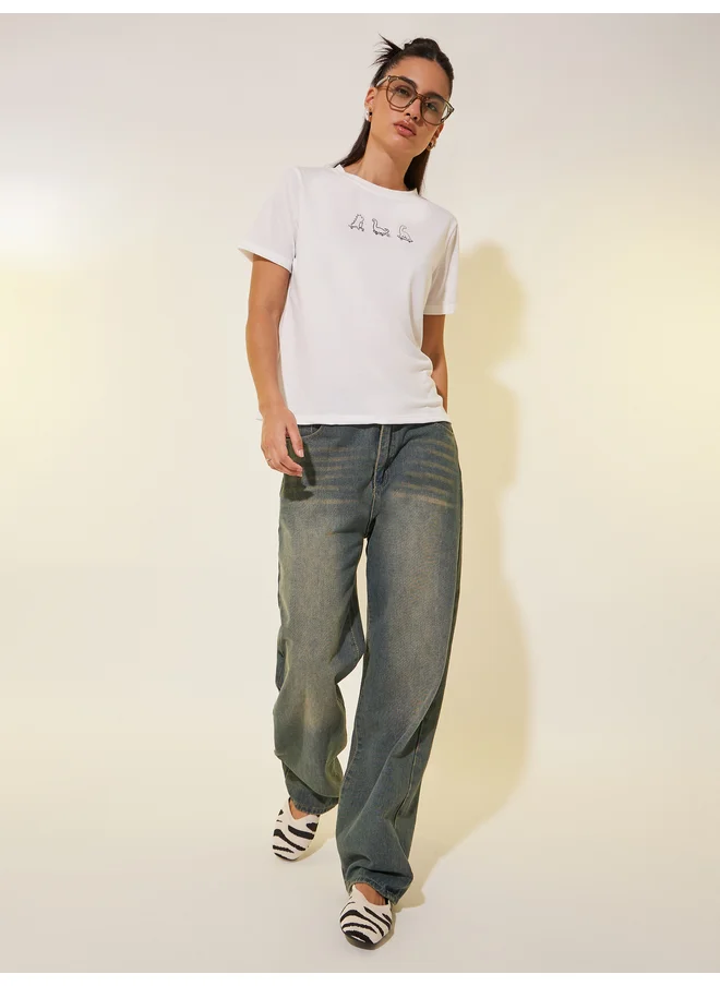 Take Two Take Two Graphic Print Round Neck T-Shirt