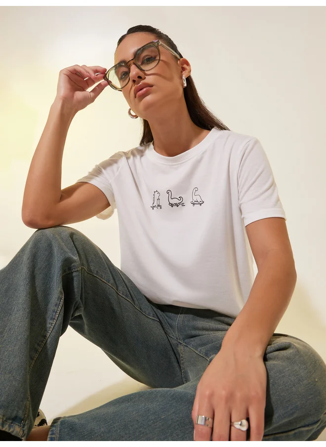 Take Two Take Two Graphic Print Round Neck T-Shirt