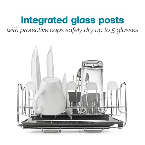 Polder KTH-615 Dish Rack, 4 PC Combo– Advantage System Includes Rack, Drain Tray, Removable Drying Tray & Cutlery Holder – Stainless Steel & Plastic - Image 3