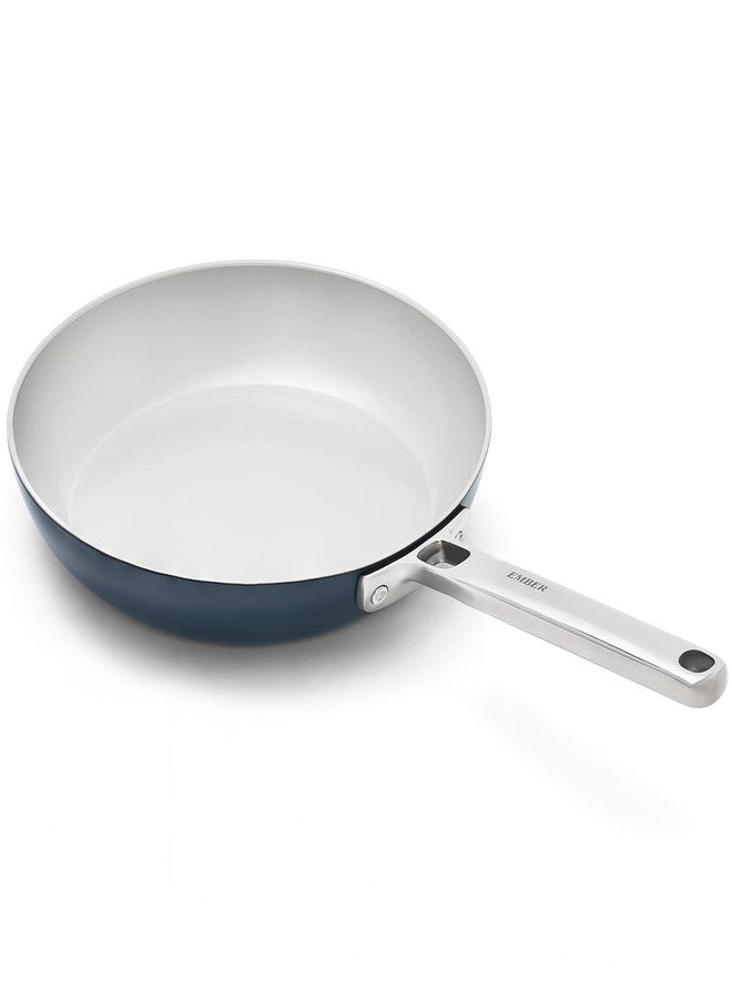 Ember Cookware Arcilla Ceramic Frying Pan 24cm | Non Stick Induction Cookware | Non Toxic Pan | ISI Certified | Ceramic Fry Pan for Cooking | Steel Handle | 5-Year Warranty | Blue - Image 1