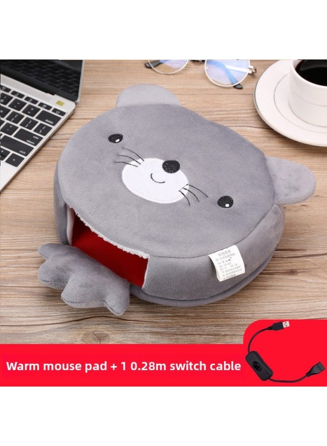 Winter Heating Hand Warmer Mouse Pad With Wrist Guard Winter Mouse Cover Warm Computer Men's Fleece-lined Thickened Gloves Free Shipping-Pattern:Little Mouse + Send An Extra Switch Cable  - Image 1