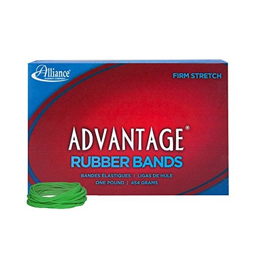 Alliance Rubber 66165 Advantage Rubber Bands Size #16, 1 lb Box Contains Approx. 1800 Bands (2 1/2" x 1/16", Green) - Image 1