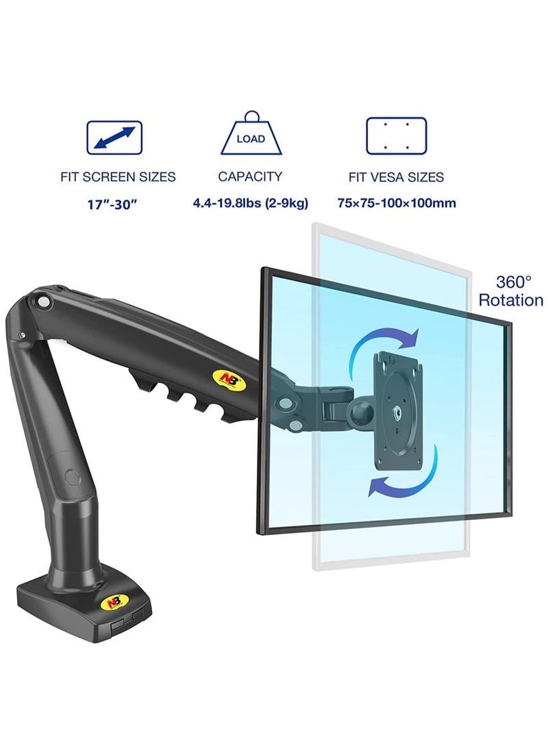 ذراع الشاشة، حامل شاشة دوار كامل الحركة مع زنبرك غاز، حامل شاشة قابل للتعديل لشاشات 17 بوصة - 30 بوصة، حامل شاشة الكمبيوتر F80 (شاشة واحدة)، أسود - pzsku/Z7F5AC93C206DFC7ABF00Z/45/_/1710579168/509d4f02-d40f-4d91-b2a8-3cf280aab31d
