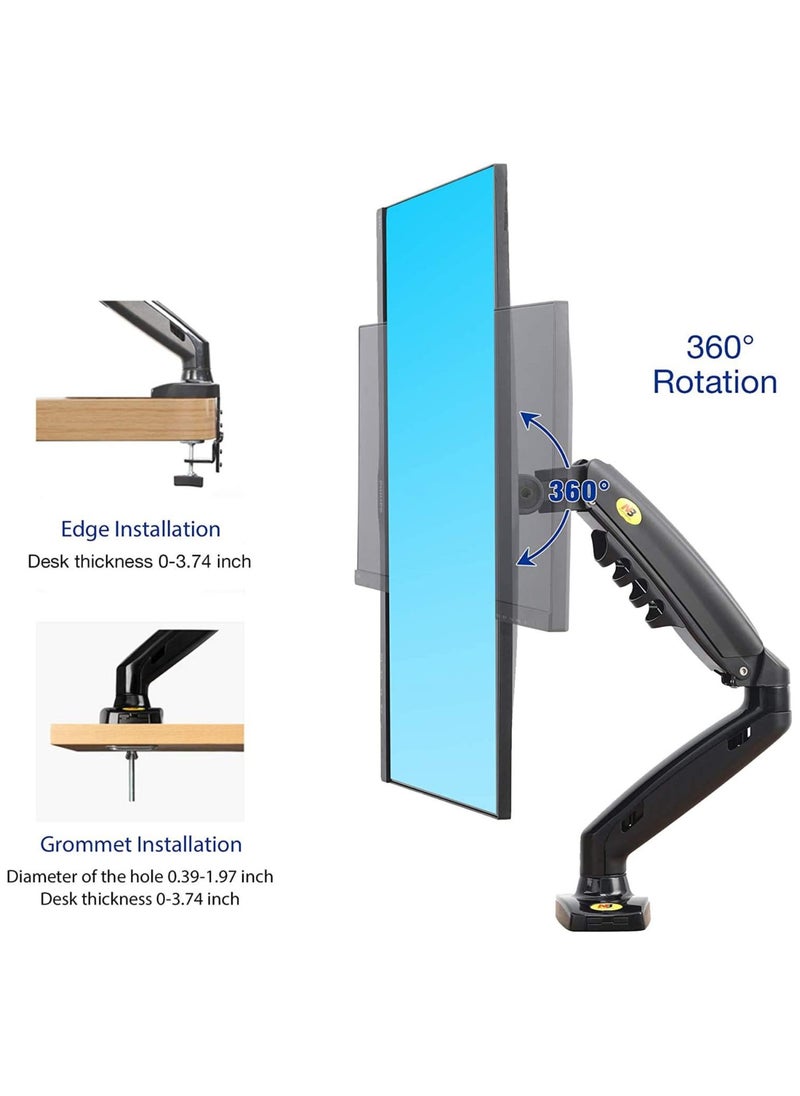 ذراع الشاشة، حامل شاشة دوار كامل الحركة مع زنبرك غاز، حامل شاشة قابل للتعديل لشاشات 17 بوصة - 30 بوصة، حامل شاشة الكمبيوتر F80 (شاشة واحدة)، أسود - pzsku/Z7F5AC93C206DFC7ABF00Z/45/_/1710579171/fe50304e-300d-4a13-8c84-e8eafd835f18