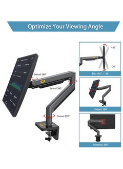 NB NORTH BAYOU Monitor Arm, Full Motion Swivel Monitor Mount with Gas Spring,  Adjustable Monitor Stand for 17in-30in Monitors, Computer Monitor Stand F80 (Single screen), Black  - Image 4