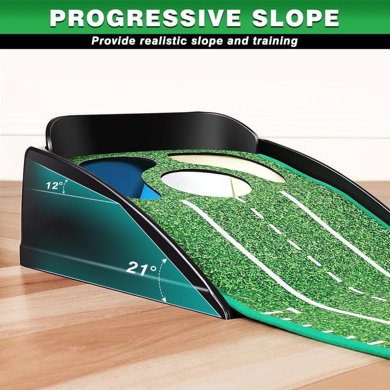 CHAMPKEY Professional Hazard Golf Putting Green Come with Golf Putting Gates and Putting Mirror - Progressive Slope Tech and Noise Reduction Tech Golf Putting Mat(LITE Version) - Image 3
