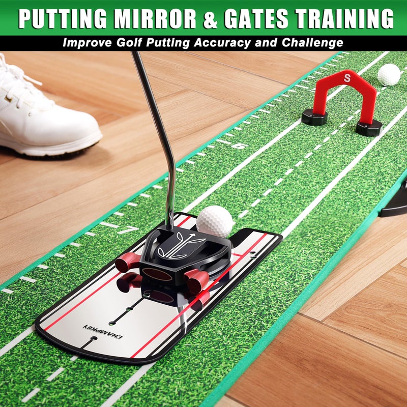CHAMPKEY Professional Hazard Golf Putting Green Come with Golf Putting Gates and Putting Mirror - Progressive Slope Tech and Noise Reduction Tech Golf Putting Mat(LITE Version) - Image 5