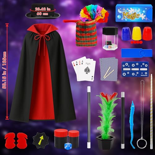 Dogern Magic Kit Magic Tricks for Kids Magic Set Includes Magic Wand Magician Costume Pretend Play with Instruction for Kid Beginners Christmas Halloween Birthday Gift Toys for Boys Girls Age 612 - Image 5