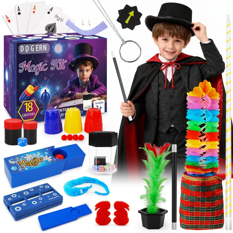 Dogern Magic Kit Magic Tricks for Kids Magic Set Includes Magic Wand Magician Costume Pretend Play with Instruction for Kid Beginners Christmas Halloween Birthday Gift Toys for Boys Girls Age 612 - Image 3