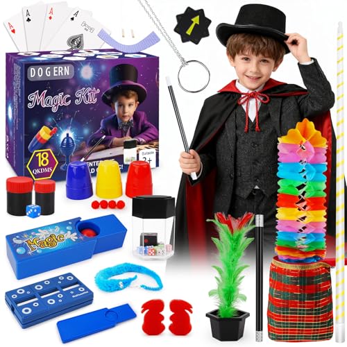 Dogern Magic Kit Magic Tricks for Kids Magic Set Includes Magic Wand Magician Costume Pretend Play with Instruction for Kid Beginners Christmas Halloween Birthday Gift Toys for Boys Girls Age 612 - Image 1