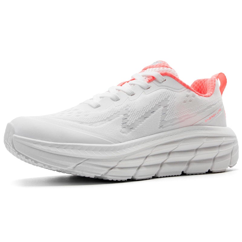 KOLILI White Walking Sneakers for Women Tennis Running Shoes for Lightweight Athletic Lace up White/Tangerine 8 M US Women - Image 1