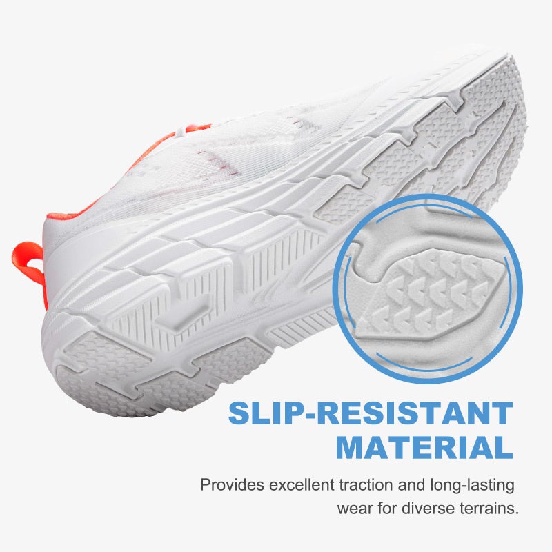 KOLILI White Walking Sneakers for Women Tennis Running Shoes for Lightweight Athletic Lace up White/Tangerine 8 M US Women - Image 4