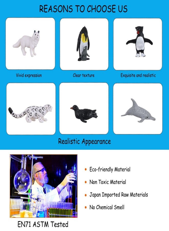 JOKFEICE Small Polar Animals Figurines, 26pcs Realistic Penguin Polar Bear Seal Winter Animals for Early Educational Birthday Cupcake Topper Gift for Kids - Image 3