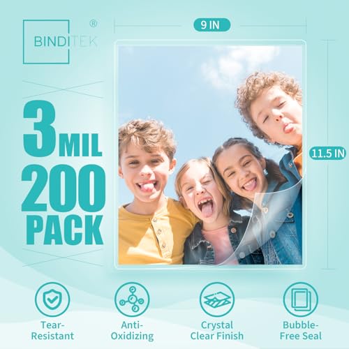 Binditek 200 Pack 3 Mil Thermal Laminating Pouches, 9x11.5 Inches Laminating Sheets, for Letter Size, Ultra Clear, Glossy, Hold 8.5x11 Inches, Heat Seal, School Office Supplies - Image 2
