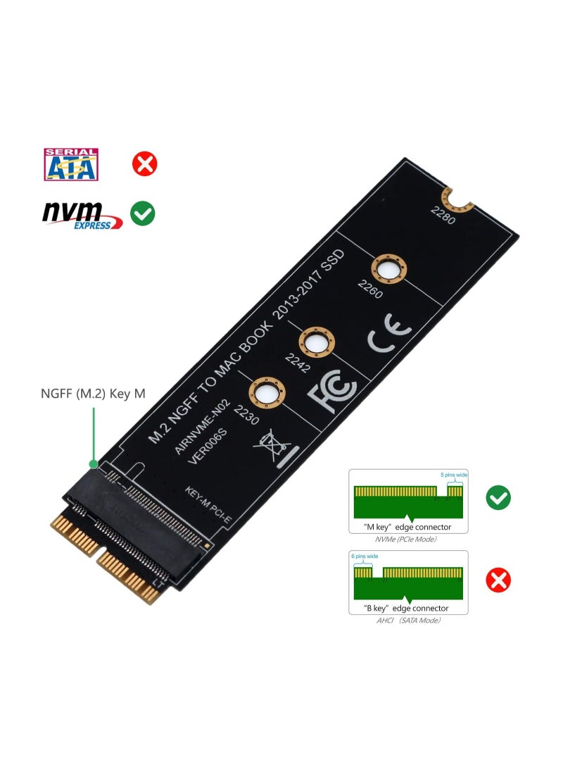 Generic M.2 SSD Solid State Drive Adapter Card for MacBook Air (2013-2017) Upgrade, Black,  - Image 5