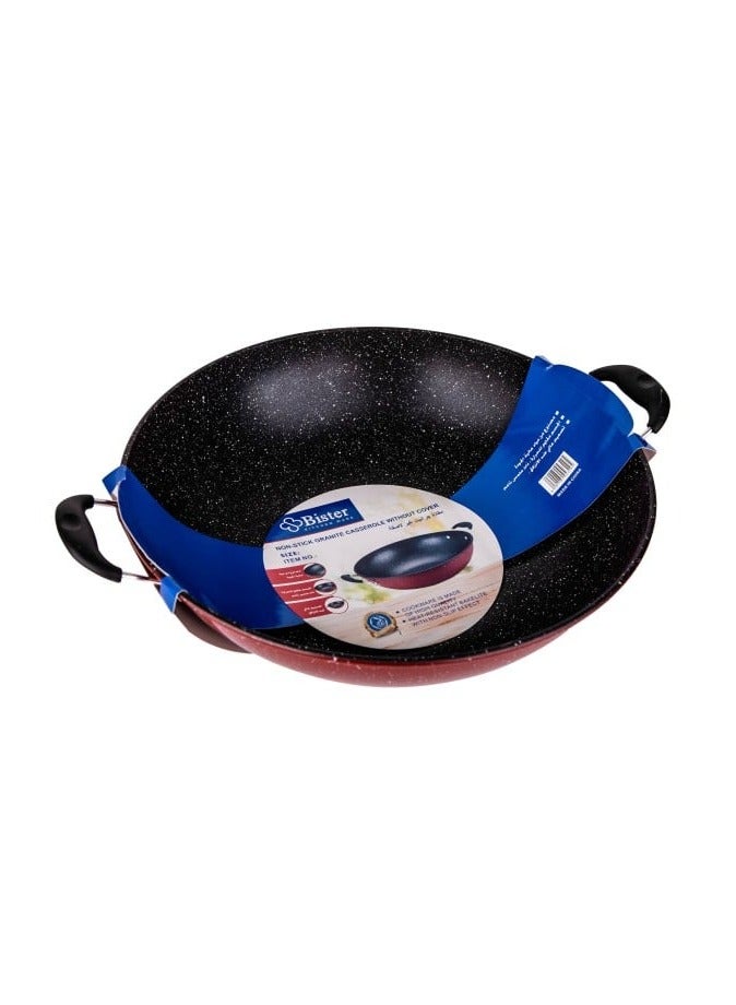Bister 36cm Granite Non-Stick Casserole Pan with Dual Handles - Deep Frying Wok with Speckled Coating, Premium Kitchen Cookware for Home Cooking - Image 1