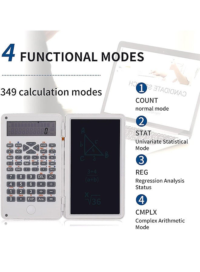 OLO Scientific Calculator with Writing Tablet, Desktop Erasable LCD Professional Financial Calculator, for Home School Office Business (White) - Image 4