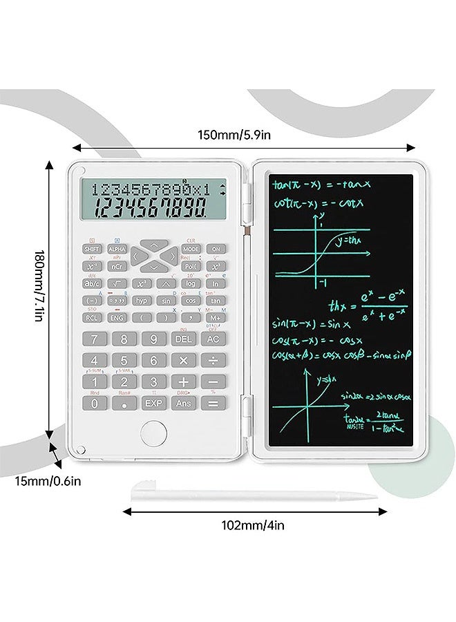 OLO Scientific Calculator with Writing Tablet, Desktop Erasable LCD Professional Financial Calculator, for Home School Office Business (White) - Image 2
