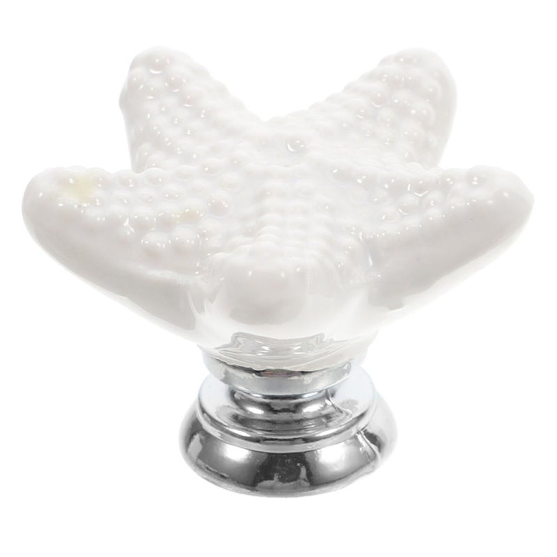 White Porcelain Star Knob Cabinet Handle Drawer Pull for Kitchen Wardrobe Bathroom - Image 2