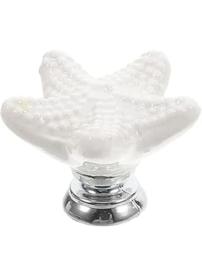 White Porcelain Star Knob Cabinet Handle Drawer Pull for Kitchen Wardrobe Bathroom - Image 1