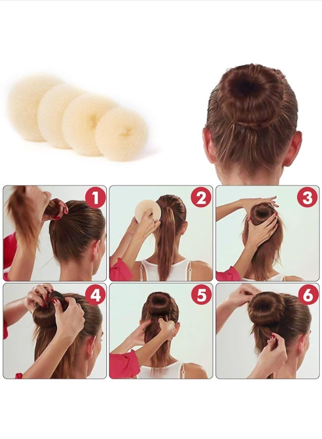 Hair Bun Maker Kit 35Pcs, Professional Hairstyling Tools Set with Threading Needle Ponytail Tool, Donut Sponge & Hair Pins & Bands, Sock Bun Shaper for Women Girls Ballet Dance (Black) - Image 4
