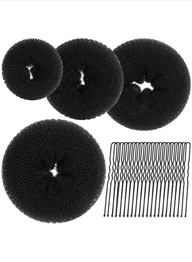 Hair Bun Maker Kit 35Pcs, Professional Hairstyling Tools Set with Threading Needle Ponytail Tool, Donut Sponge & Hair Pins & Bands, Sock Bun Shaper for Women Girls Ballet Dance (Black) - Image 5