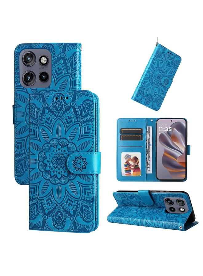 erorex Case For Motorola Edge 50 Neo / ThinkPhone 25 Embossed Sunflower Leather Phone Case - Image 1