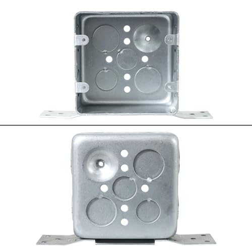 Qlvily 4 Packs 4" Square Electrical Box, 2-1/8'' Deep Metal Electrical Box with Bracket, 1/2" & 3/4" Side Knockouts, Electrical Junction Box, Galvanized - Image 3