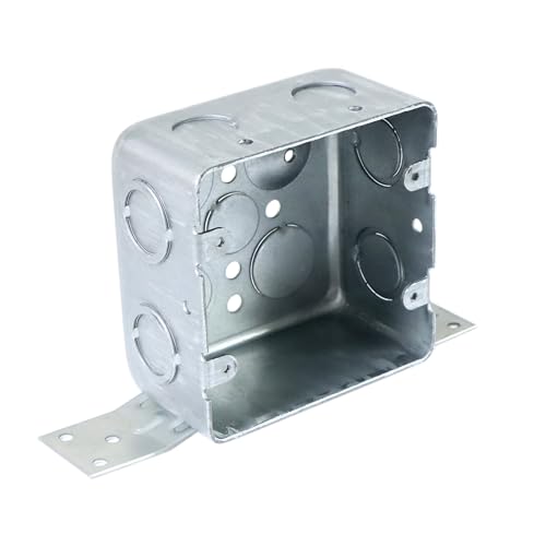 Qlvily 4 Packs 4" Square Electrical Box, 2-1/8'' Deep Metal Electrical Box with Bracket, 1/2" & 3/4" Side Knockouts, Electrical Junction Box, Galvanized - Image 4