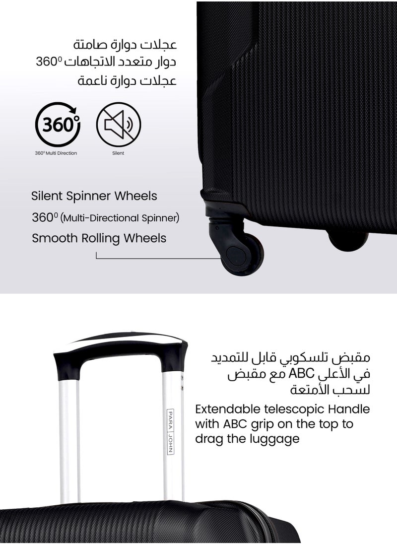 PARAJOHN Sparkle ABS Hardside Spinner Luggage Trolley Set Black  - Image 3