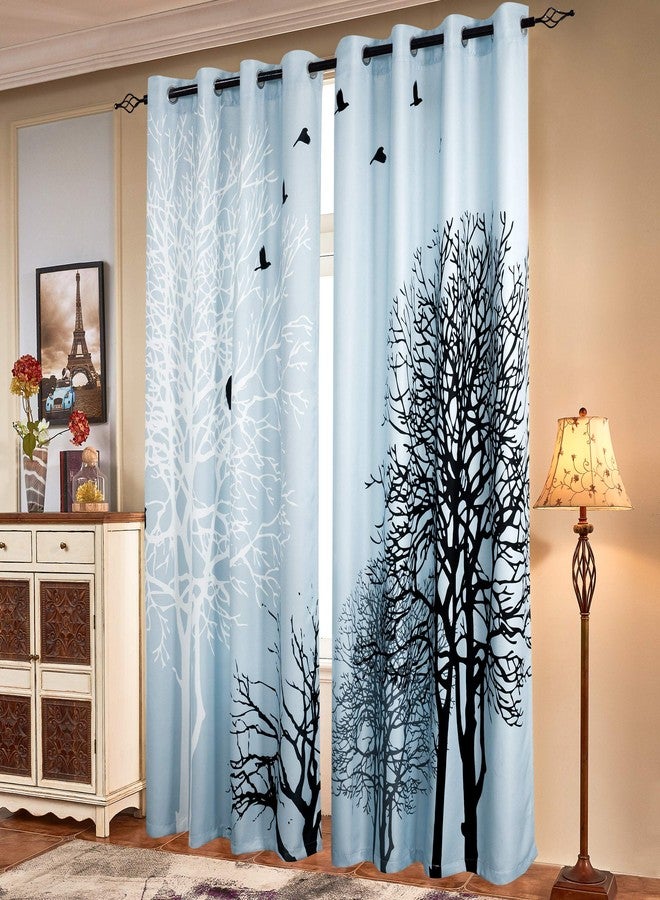 Subrtex Printed Curtains Room Darkening for Bedroom Living Room Kids Room Dining Room Valance Colorful Window Drapes 2 Panel Set (52'' x 95'', Light Blue) - Image 1